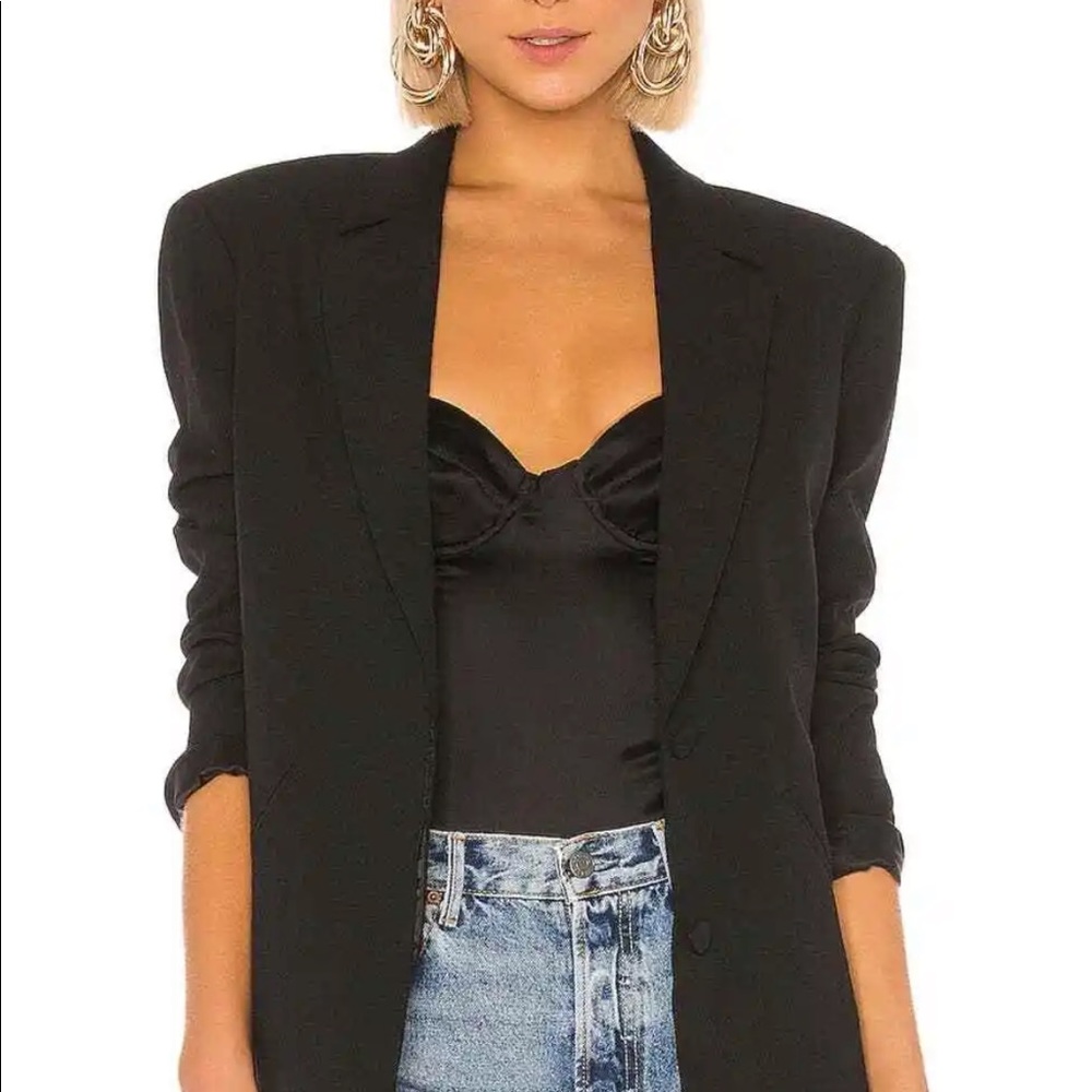 GRLFRND “POWER” BLAZER, SZ XS BLACK